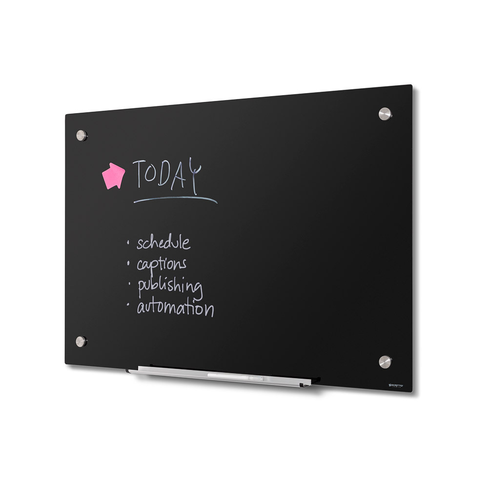 Scritto® Tableau De Verre Noir 90 x 60 cm