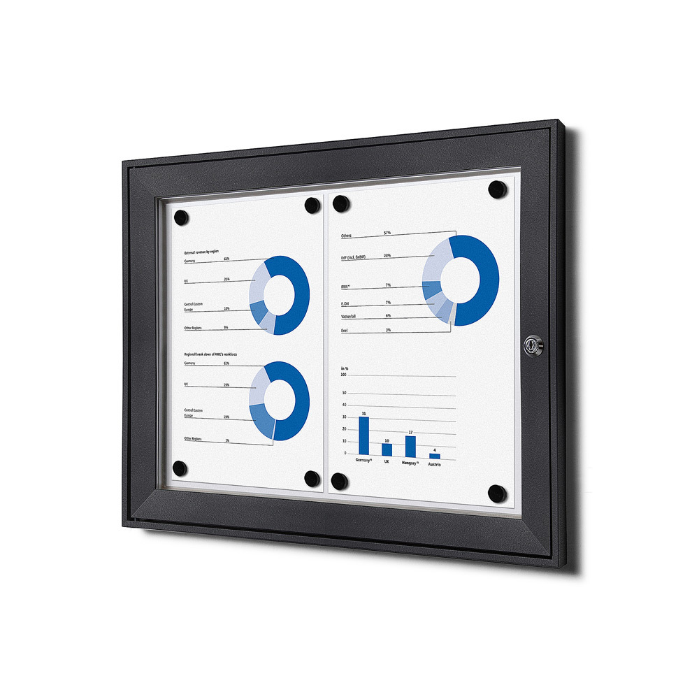 Vitrine Intérieure Verrouillable 4x A4 Anthracite