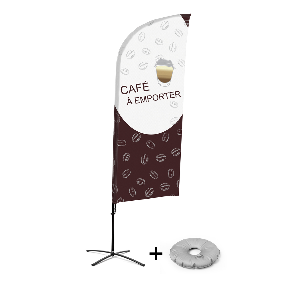 Ensemble Complet De Beach Flag Alu Wind Coffee To Go Français Croissilion