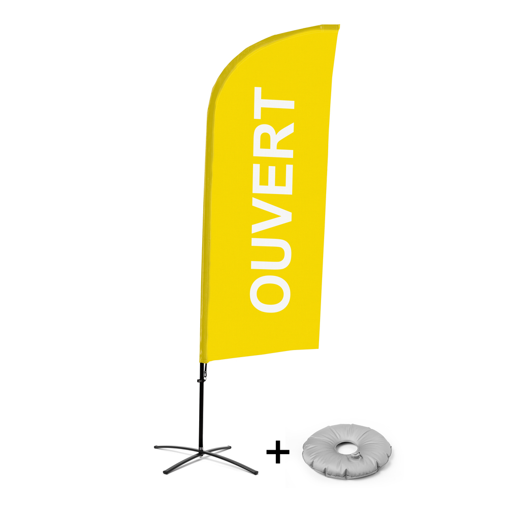 Ensemble Complet De Beach Flag Alu Wind Ouvert Jaune Français Croissilion