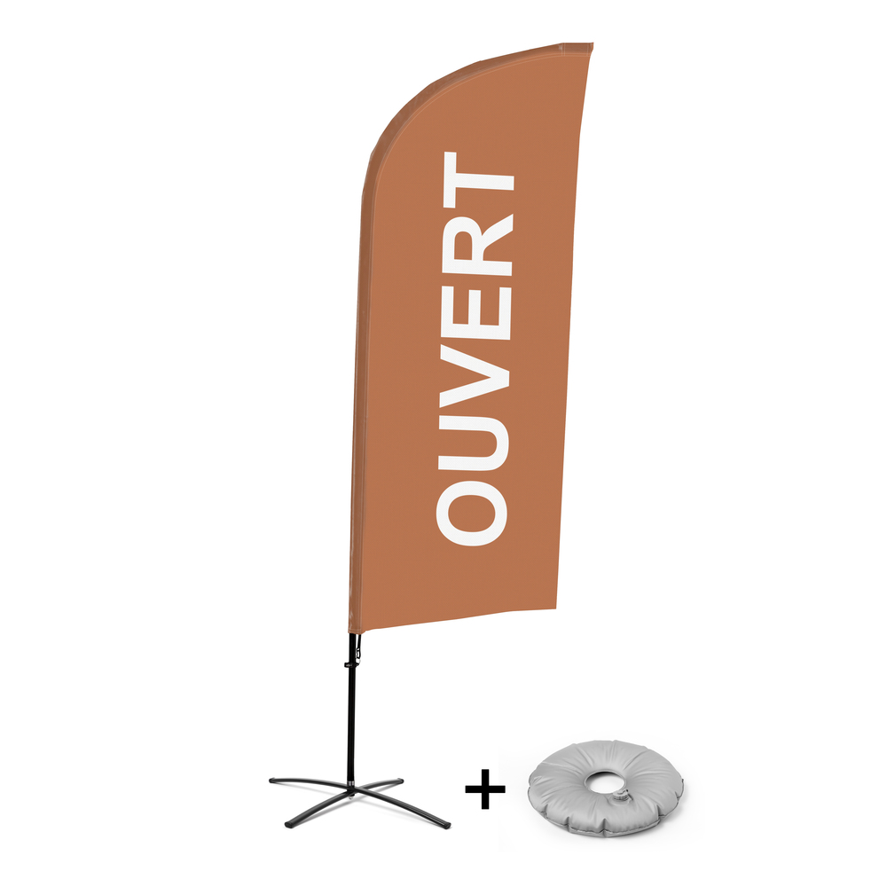 Ensemble Complet De Beach Flag Alu Wind Ouvert Marron Français Croissilion