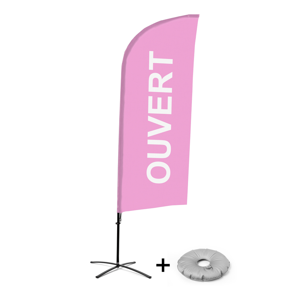 Ensemble Complet De Beach Flag Alu Wind Ouvert Rose Français Croissilion