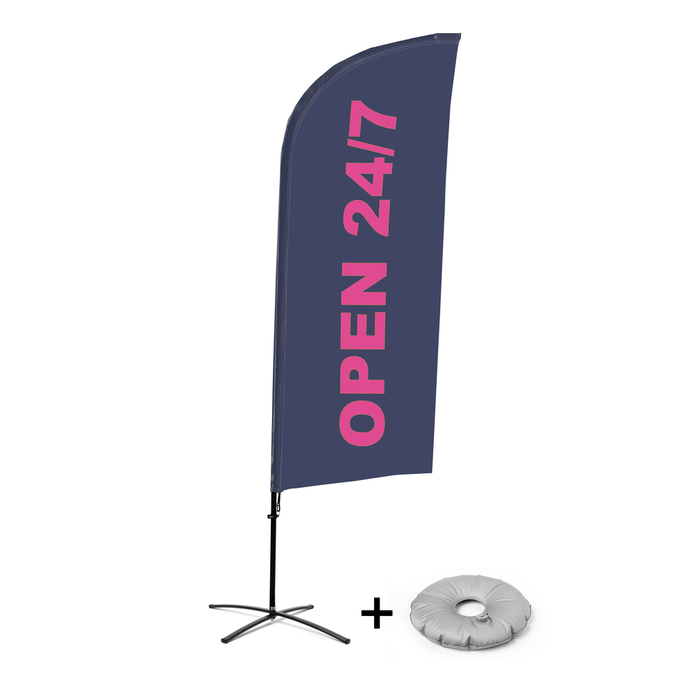 Ensemble Complet De Beach Flag Alu Wind Ouvert 24/7 Anglais Croissilion