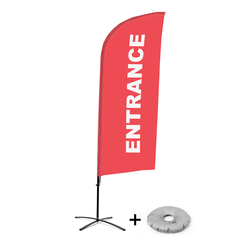 Ensemble Complet De Beach Flag Alu Wind Entrée Rouge Anglais Croissilion