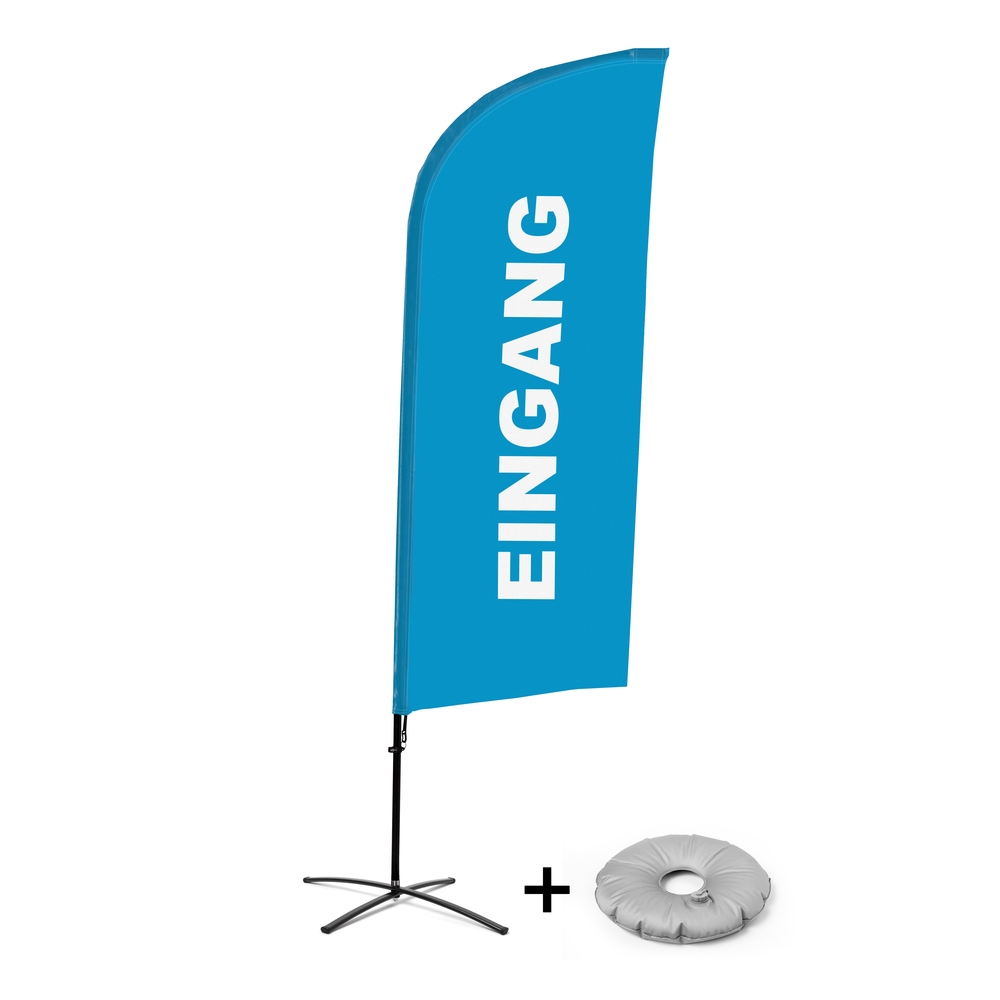 Ensemble Complet De Beach Flag Alu Wind Entrée Bleu Allemand Croissilion