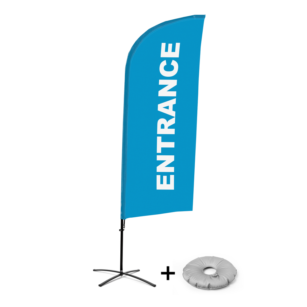 Ensemble Complet De Beach Flag Alu Wind Entrée Bleu Anglais Croissilion