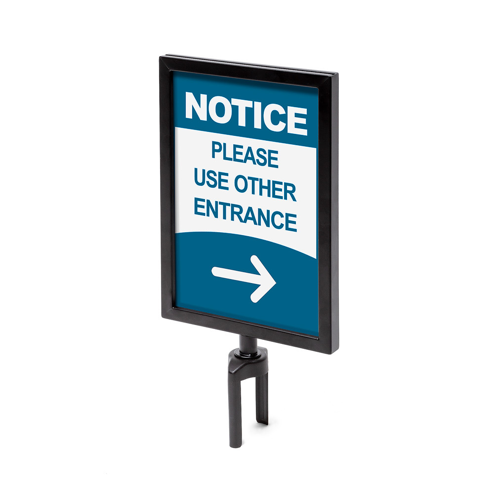 Porte-enseignes De Barrière A4 Noir Pour Barrier Flexi Belt Post