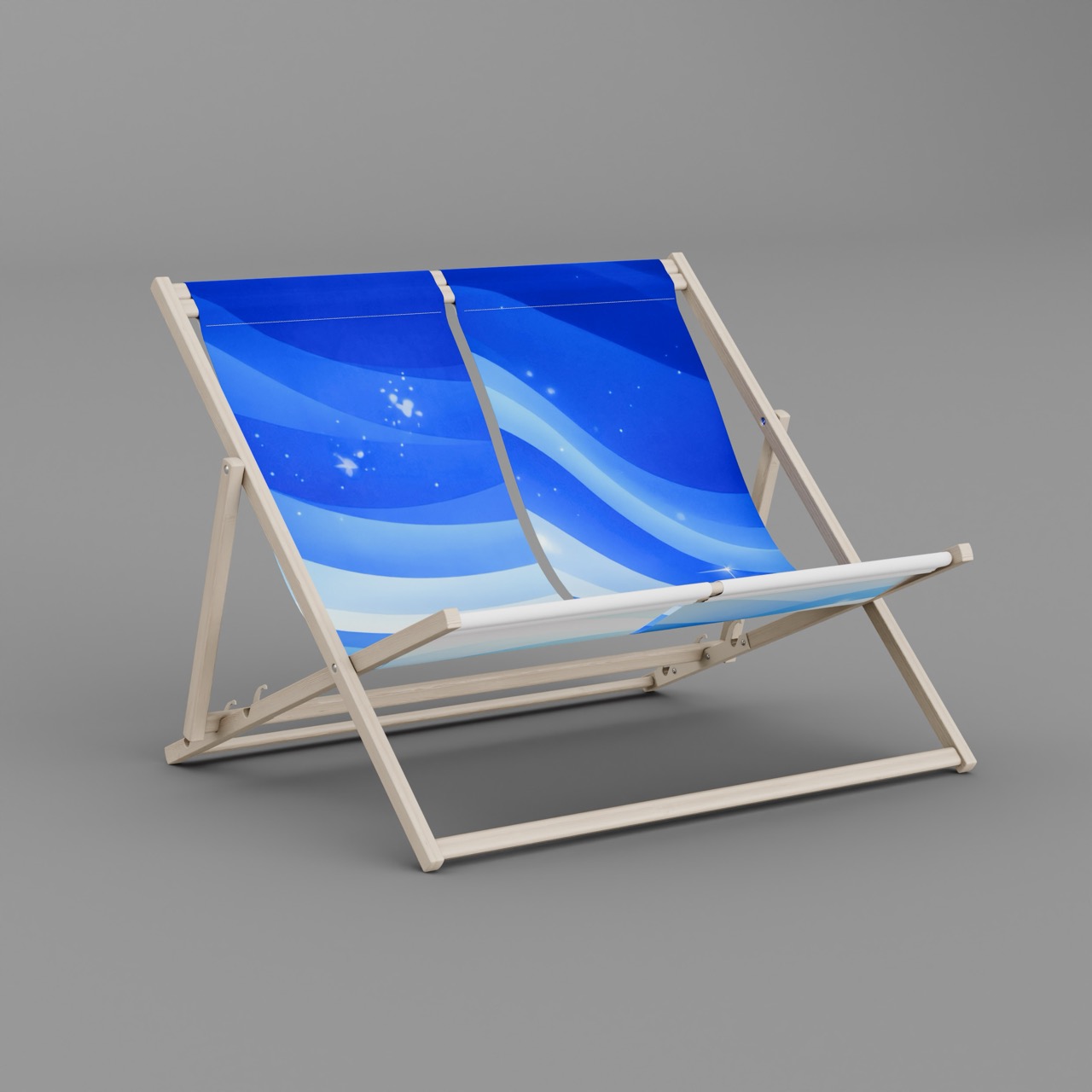Transat double DUO (deux toiles séparées) — 125 × 120 × 3,8 cm — marquage recto/verso