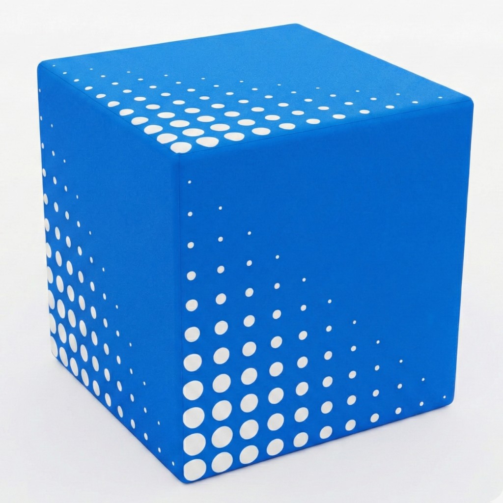 Pouf cube mousse — 50 × 50 × 50 cm, toile classée feu B1