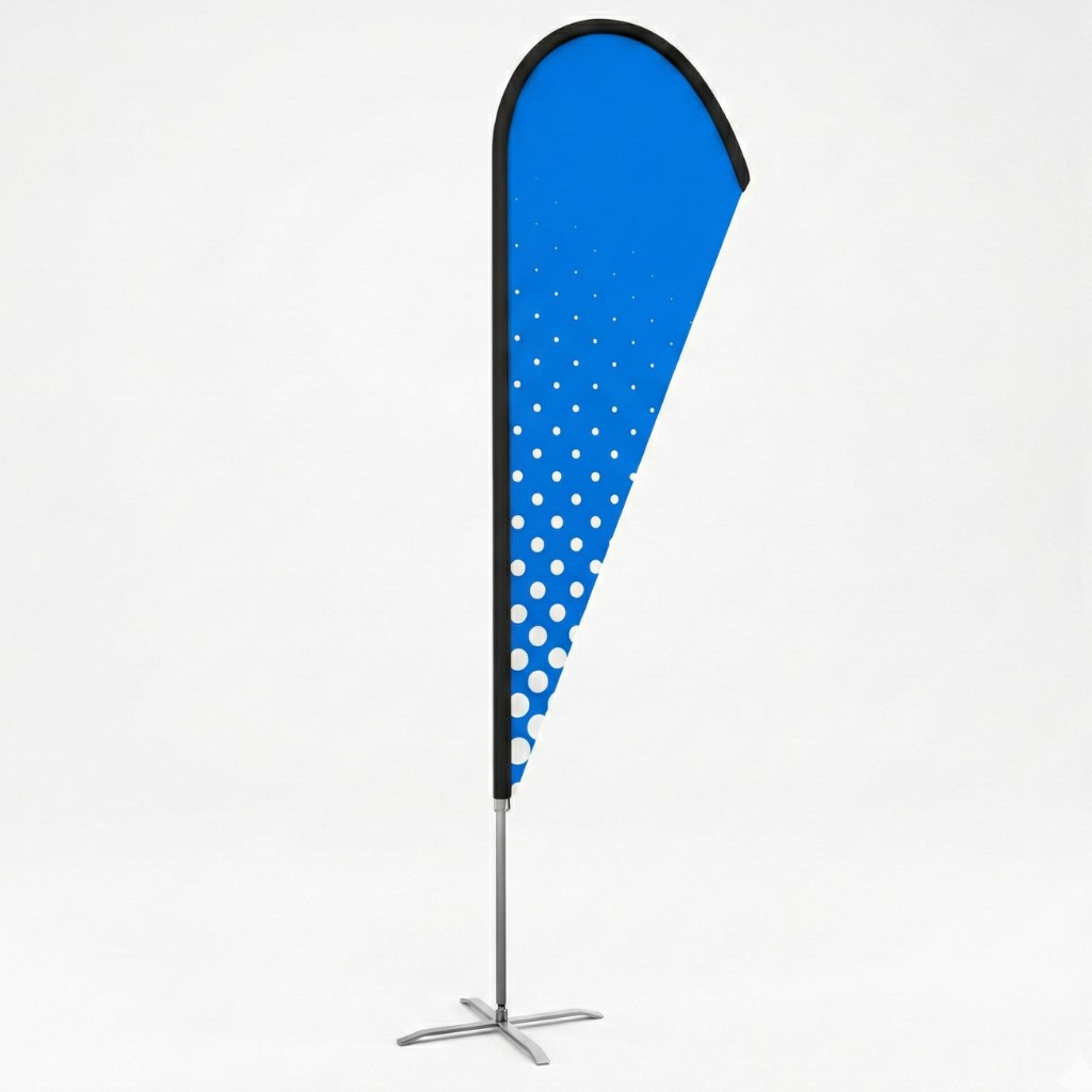 Beach drop — mât 300 cm, voile 90 × 250 cm — impression recto