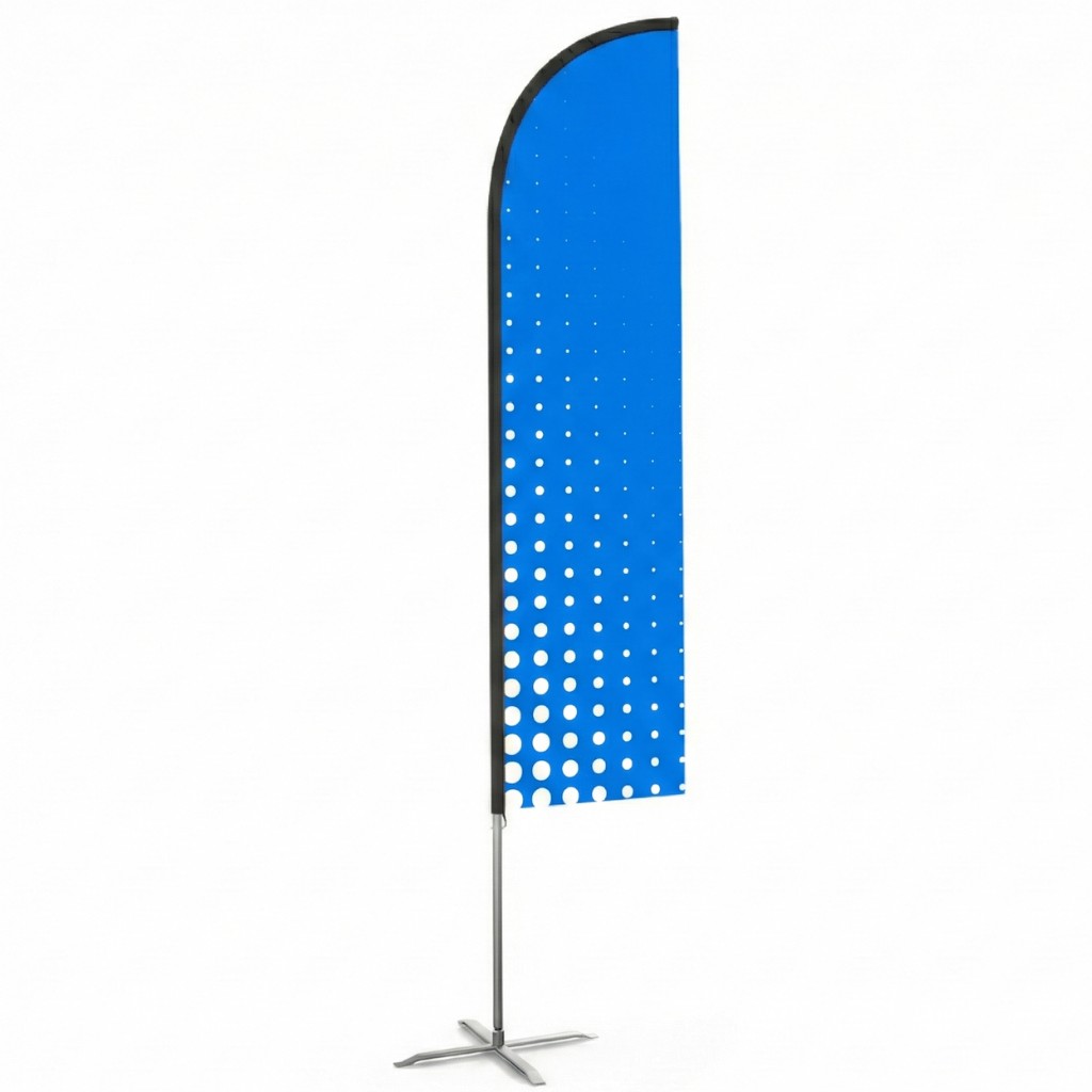 Beach flag voile goutte — mât 320 cm, voile 90 × 280 cm — impression recto/verso
